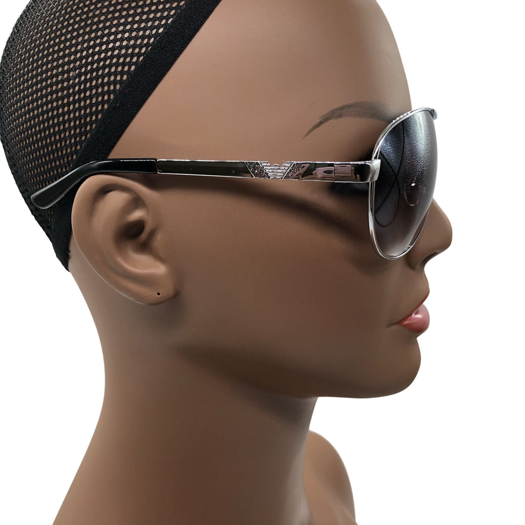 Aviator Style Womens Fashion Sunglasses Silver Frame Black Gradient Lenses UV400 Protection