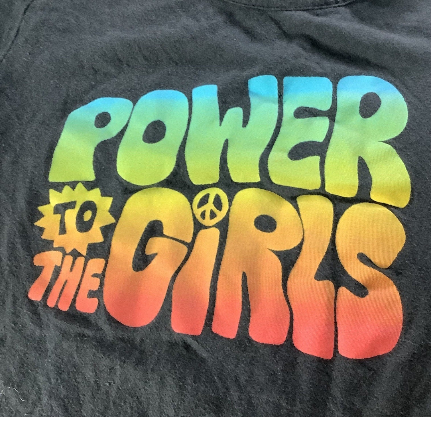 Old Navy Girls Black Graphic Tee "Power To The Girls" Design Short Sleeve M (8)