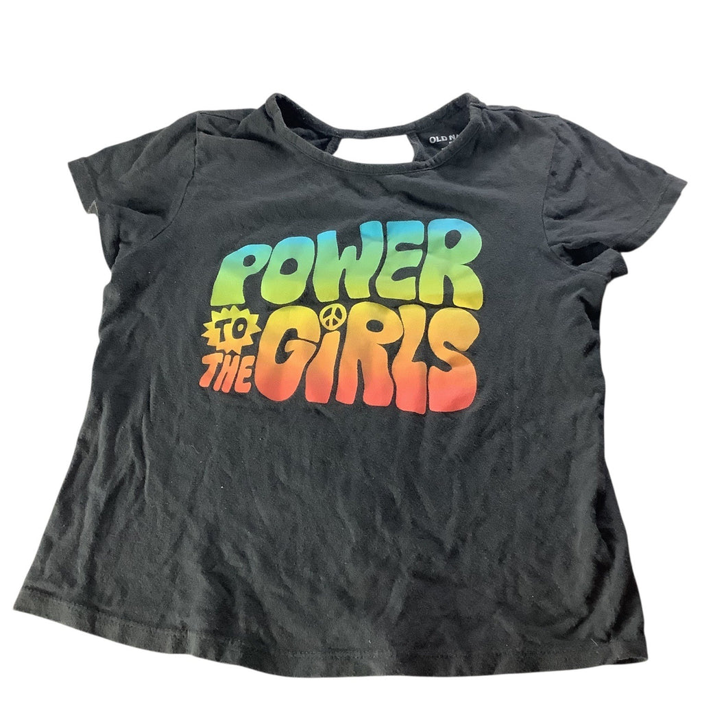 Old Navy Girls Black Graphic Tee "Power To The Girls" Design Short Sleeve M (8)
