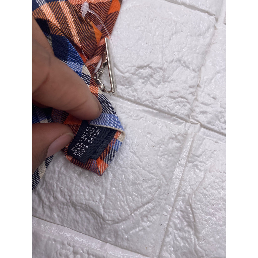 Skinny Tie Madness Mens Plaid Necktie Officer Orange Slim Fit Cotton Tie SKM2128