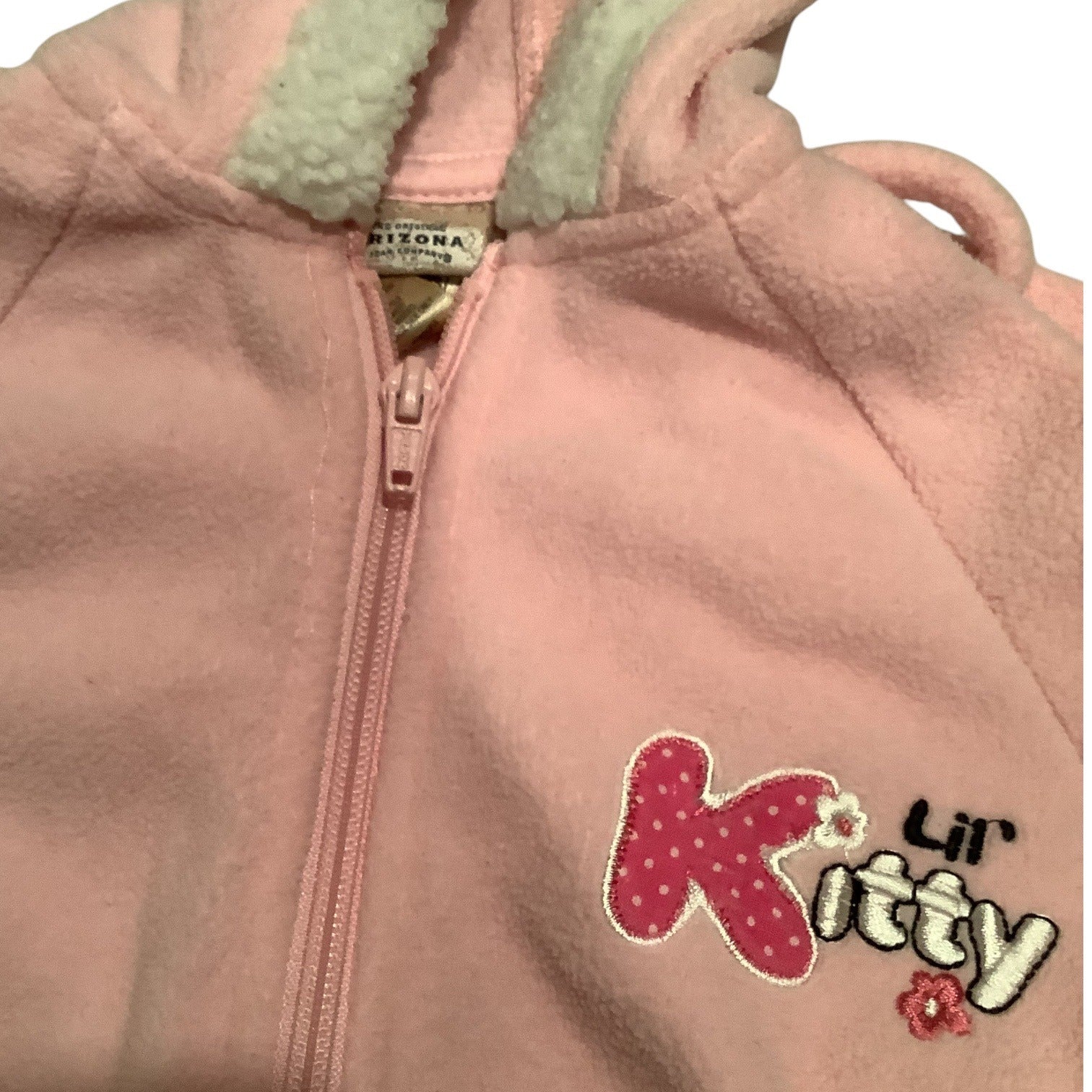 Arizona Jean Company Baby Girl Pink Lil Kitty Hooded Jumpsuit 3-6 Months