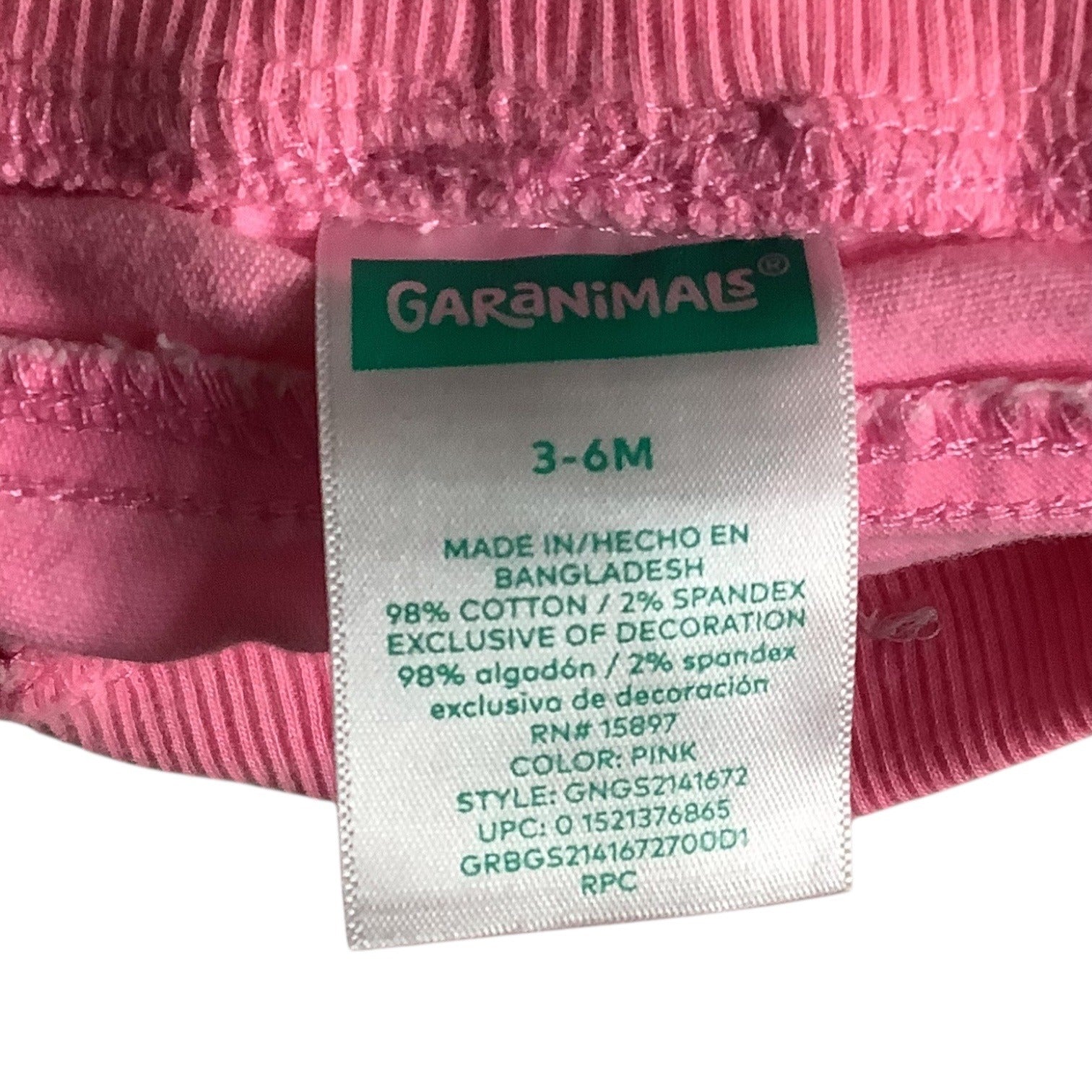 Garanimals Baby Girl Pink Ruffled Pants Size 3-6M Elastic Waist Cotton Blend