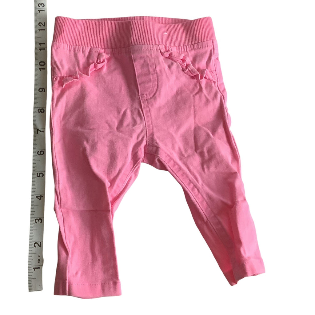 Garanimals Baby Girl Pink Ruffled Pants Size 3-6M Elastic Waist Cotton Blend