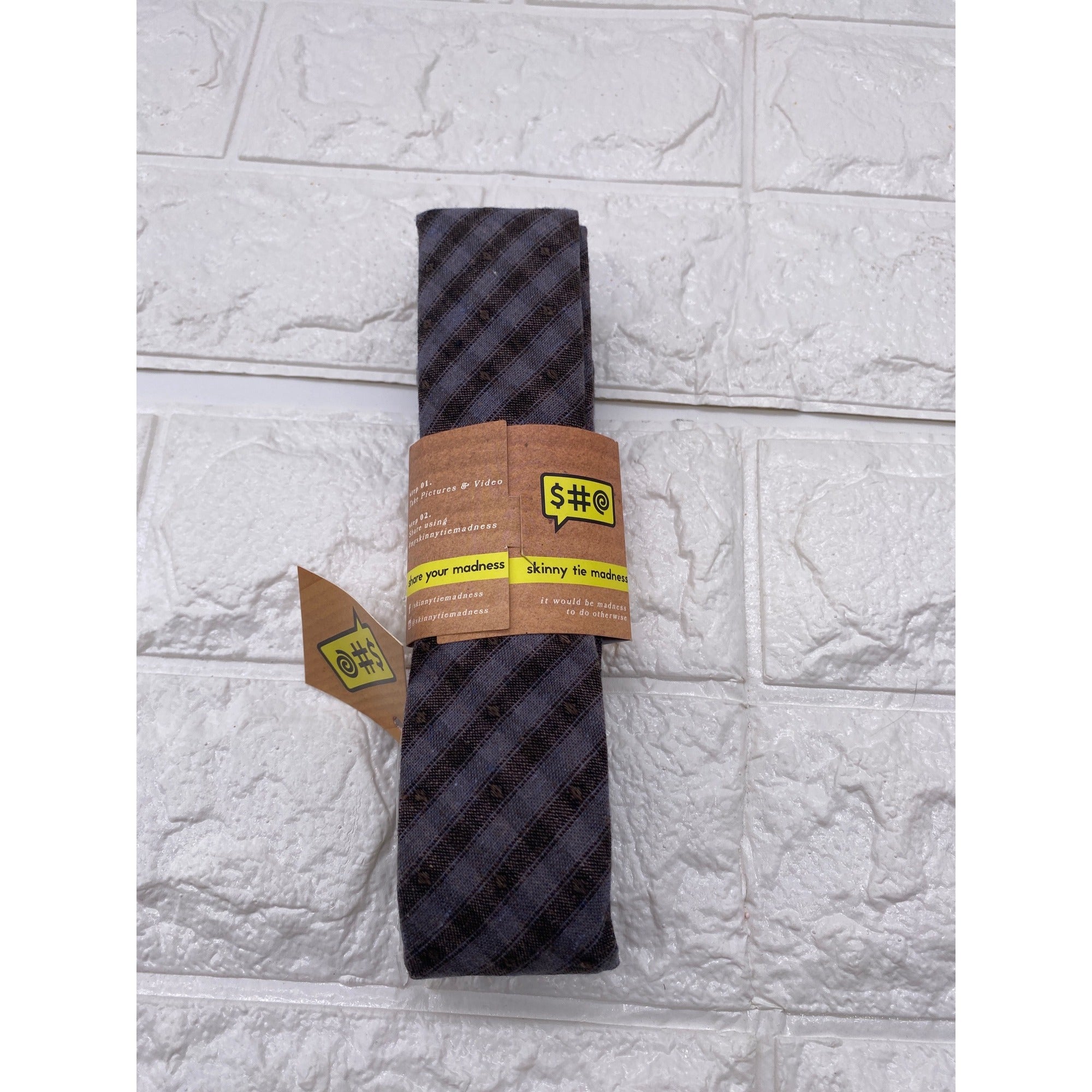 Skinny Tie Madness Mens Striped Tie Multicolor 100% Cotton SKM3228