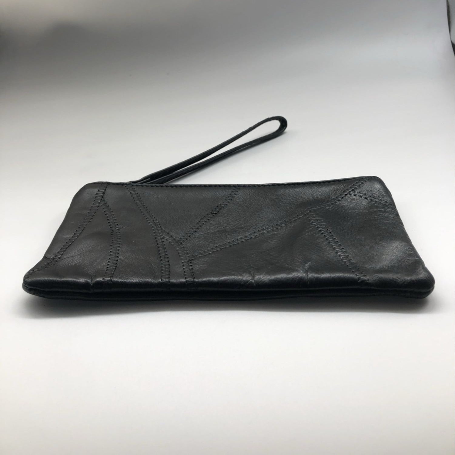 HaloVa Womens Wallet Wrist Strap Black Leather Clutch Purse Long Large Capacity