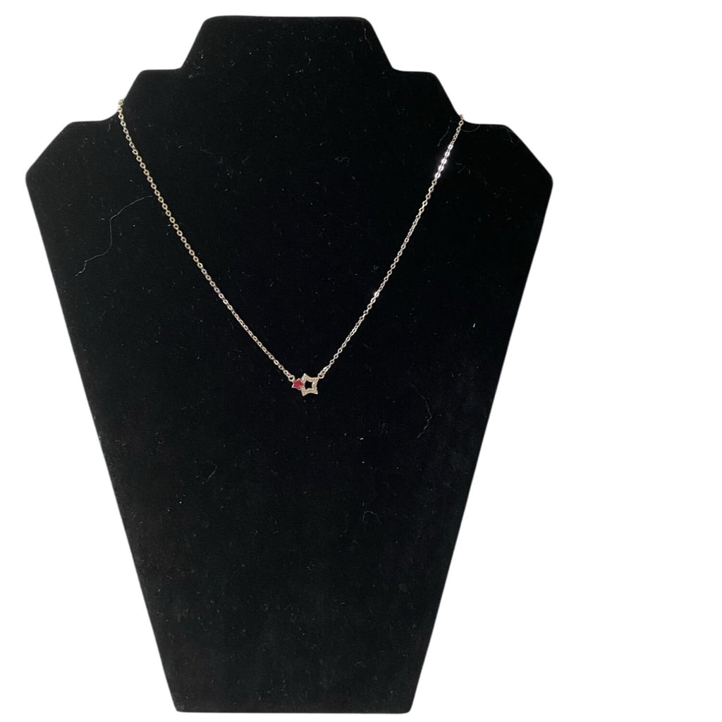 Two Star Silver Tone Necklace With Rhinestones Chain Pendant Jewelry Copper