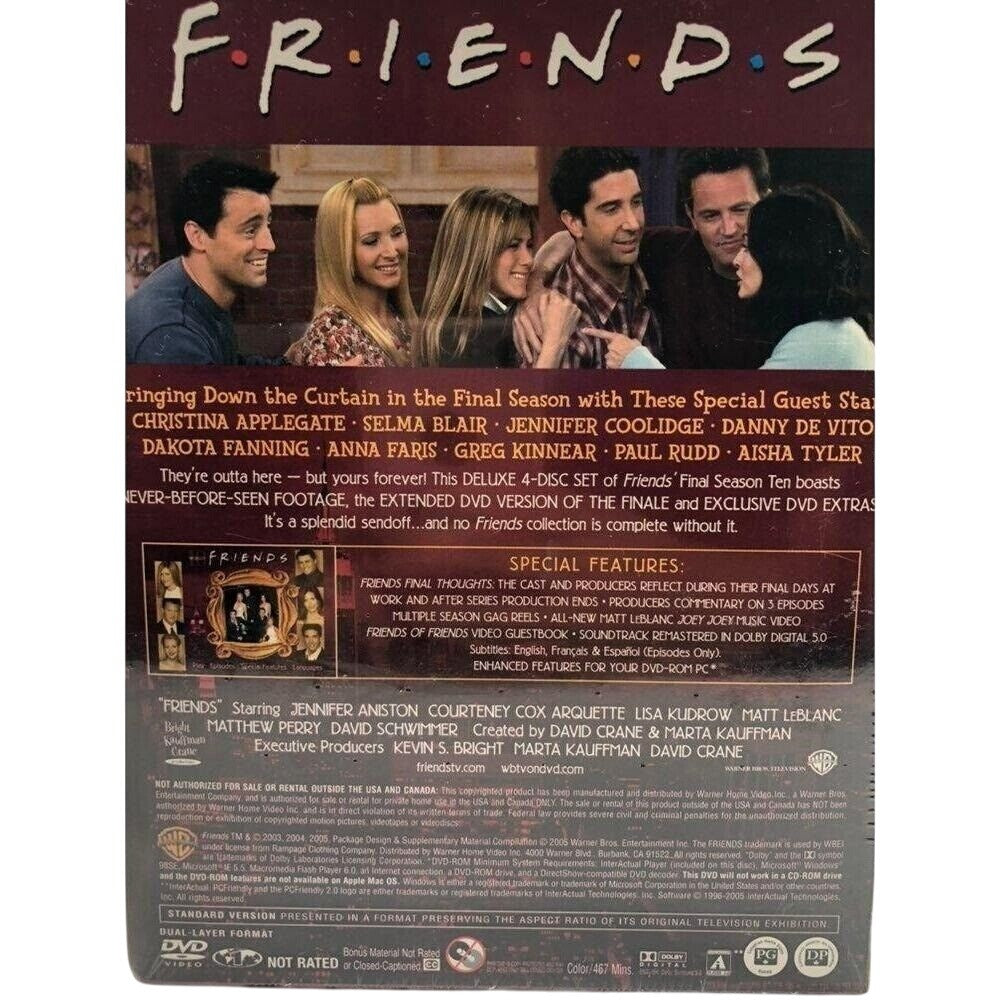 Friends The Complete Tenth Season DVD Set Warner Bros. Dolby Digital Features