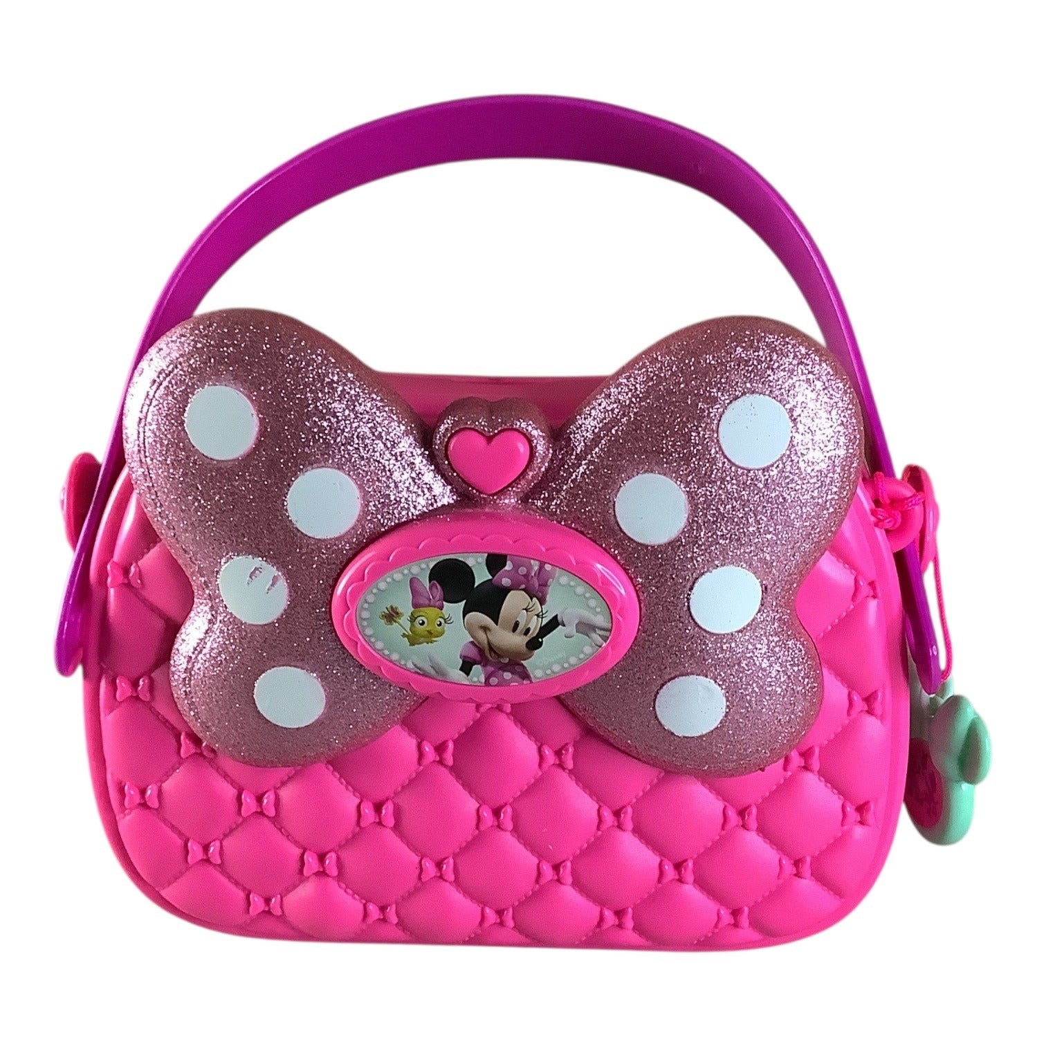 Minnie Mouse Hot Pink Purse with Glitter Bow Plastic Disney Girls Pocketbook