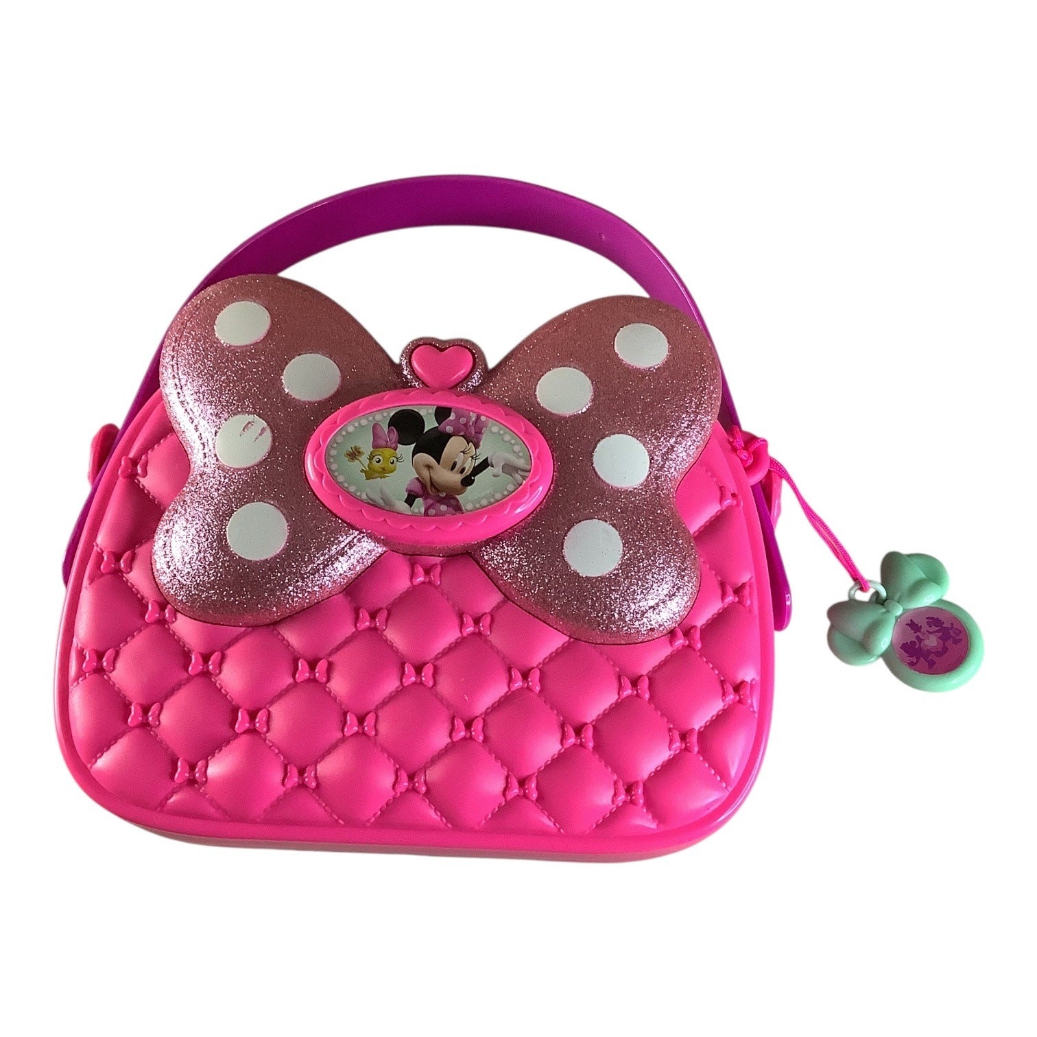 Minnie Mouse Hot Pink Purse with Glitter Bow Plastic Disney Girls Pocketbook