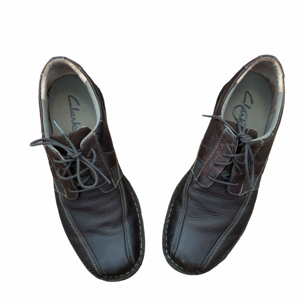 Clarks Espace Men’s Size 13M Casual Lace Up Oxford Brown Leather Shoes Durable