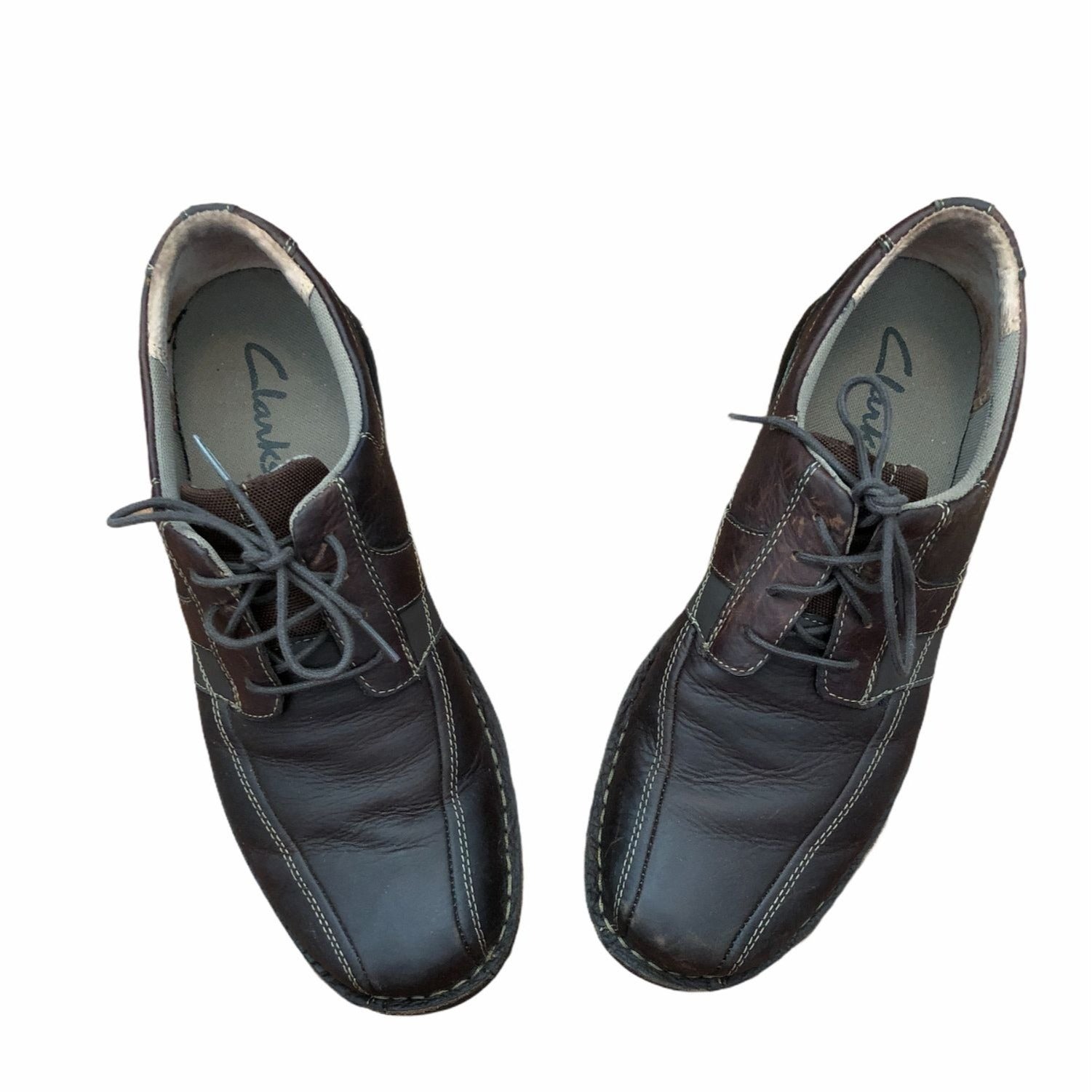 Clarks Espace Men’s Size 13M Casual Lace Up Oxford Brown Leather Shoes Durable