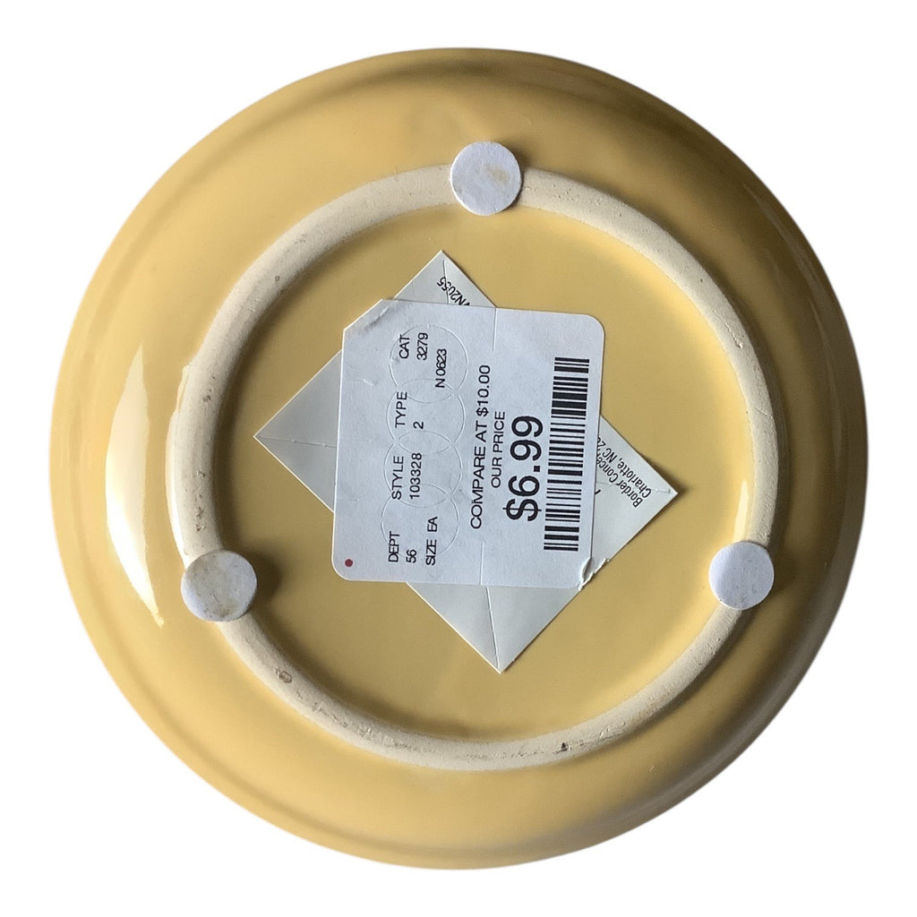 Shabby Chic Pink Faux Peony Floral & Yellow Ribbed Ceramic Pot Set Home Decor