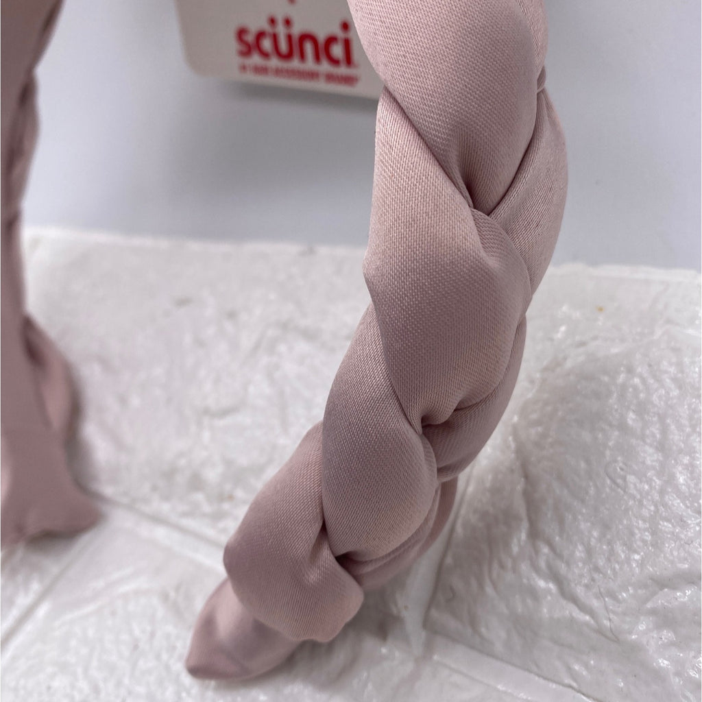 Scunci Braided Satin Feel Headband Dusty Pink Elegant Hair Accessory Stylish Design