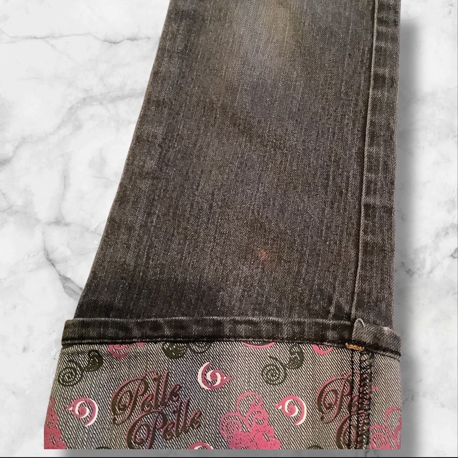 PellePelle Girls Size 6X Black Jeans With Belle Belle Design & Embroidered Cuffs