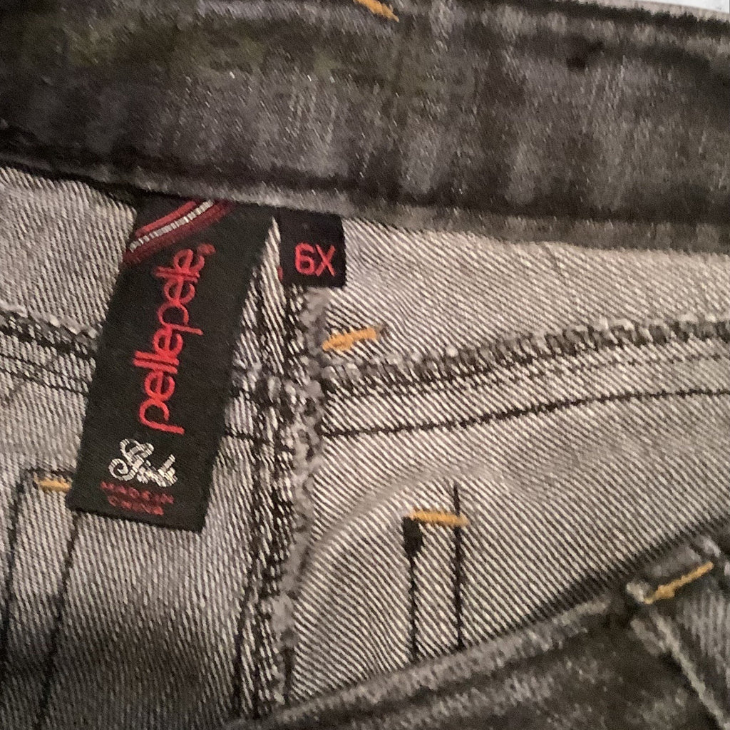 PellePelle Girls Size 6X Black Jeans With Belle Belle Design & Embroidered Cuffs