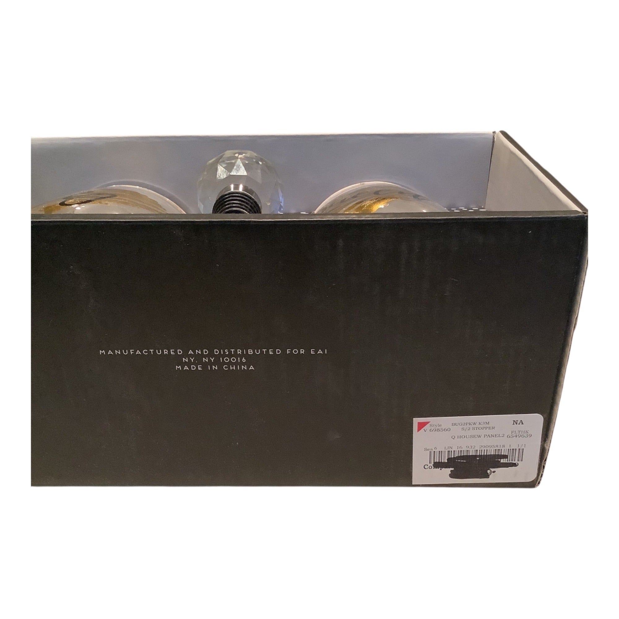 King & Queen 22 Oz Stemless Wine Glasses With Crystal Bottle Stopper Gift Set