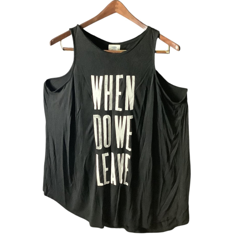 Old Navy Womens Black Graphic Tank Top 3X Plus When Do We Leave Print