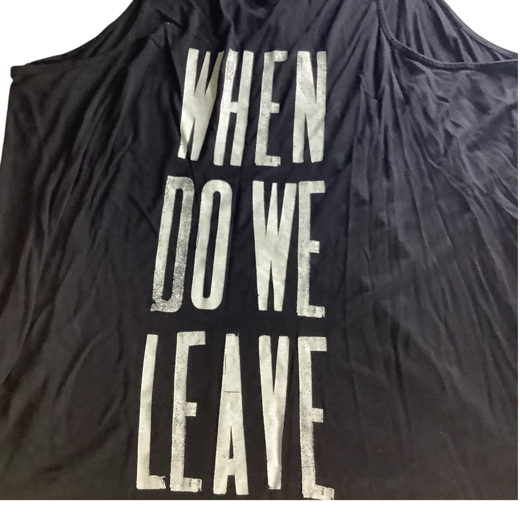 Old Navy Womens Black Graphic Tank Top 3X Plus When Do We Leave Print