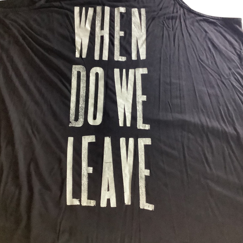 Old Navy Womens Black Graphic Tank Top 3X Plus When Do We Leave Print