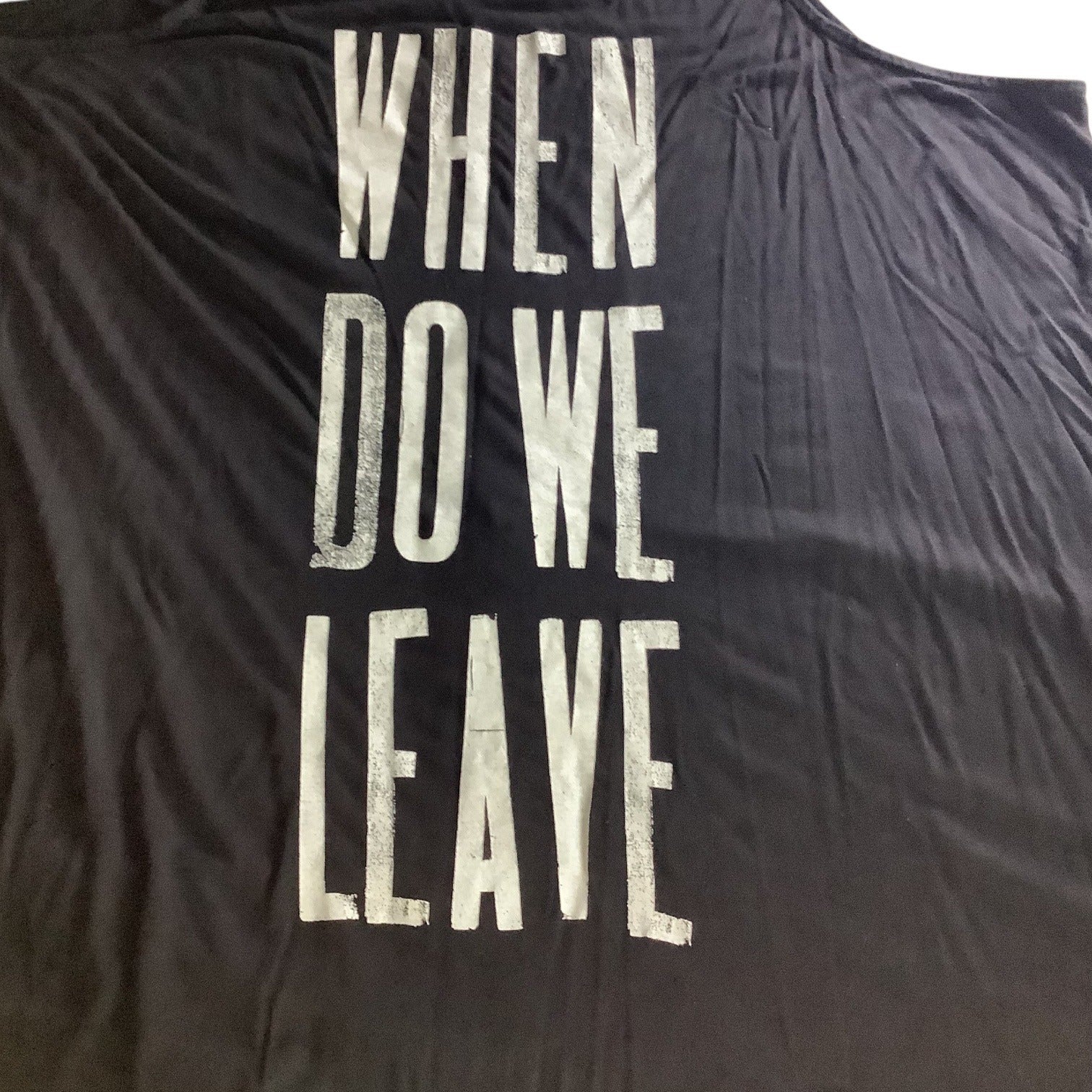 Old Navy Womens Black Graphic Tank Top 3X Plus When Do We Leave Print