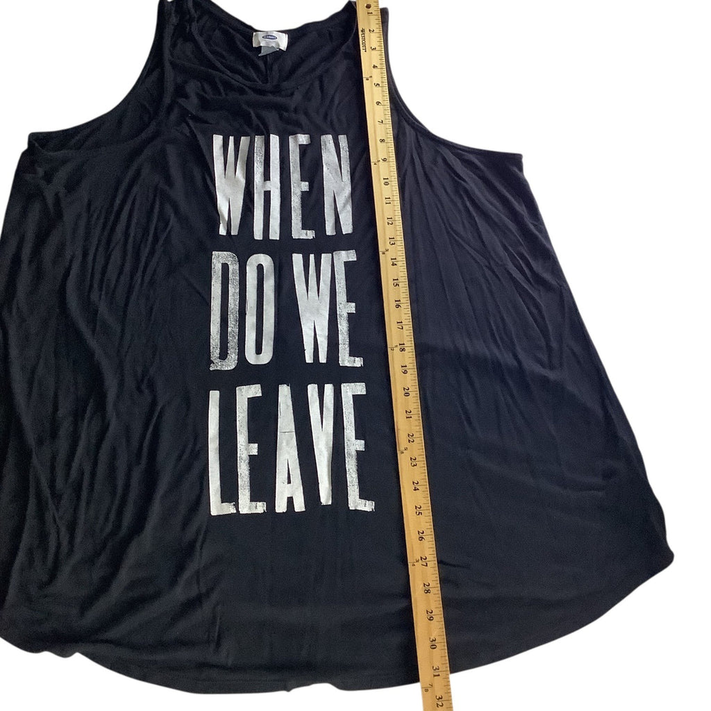 Old Navy Womens Black Graphic Tank Top 3X Plus When Do We Leave Print