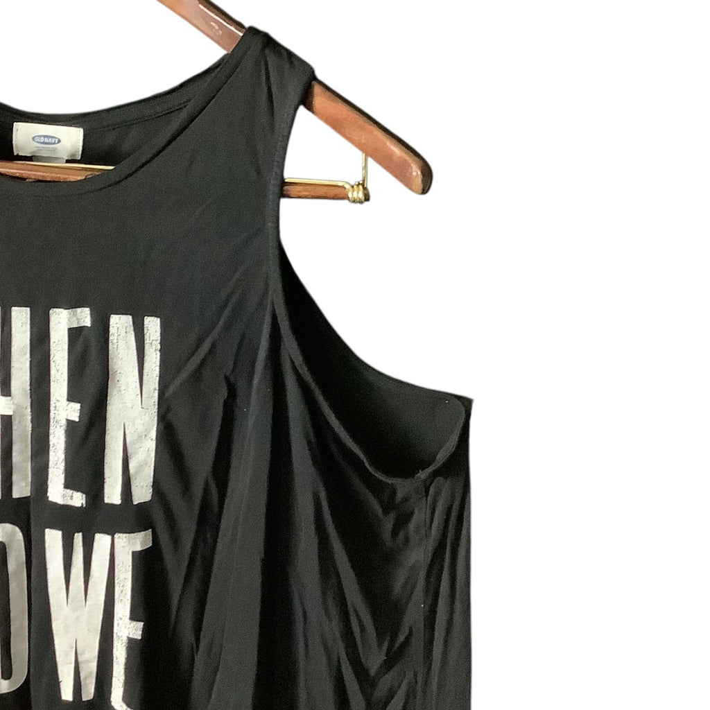 Old Navy Womens Black Graphic Tank Top 3X Plus When Do We Leave Print