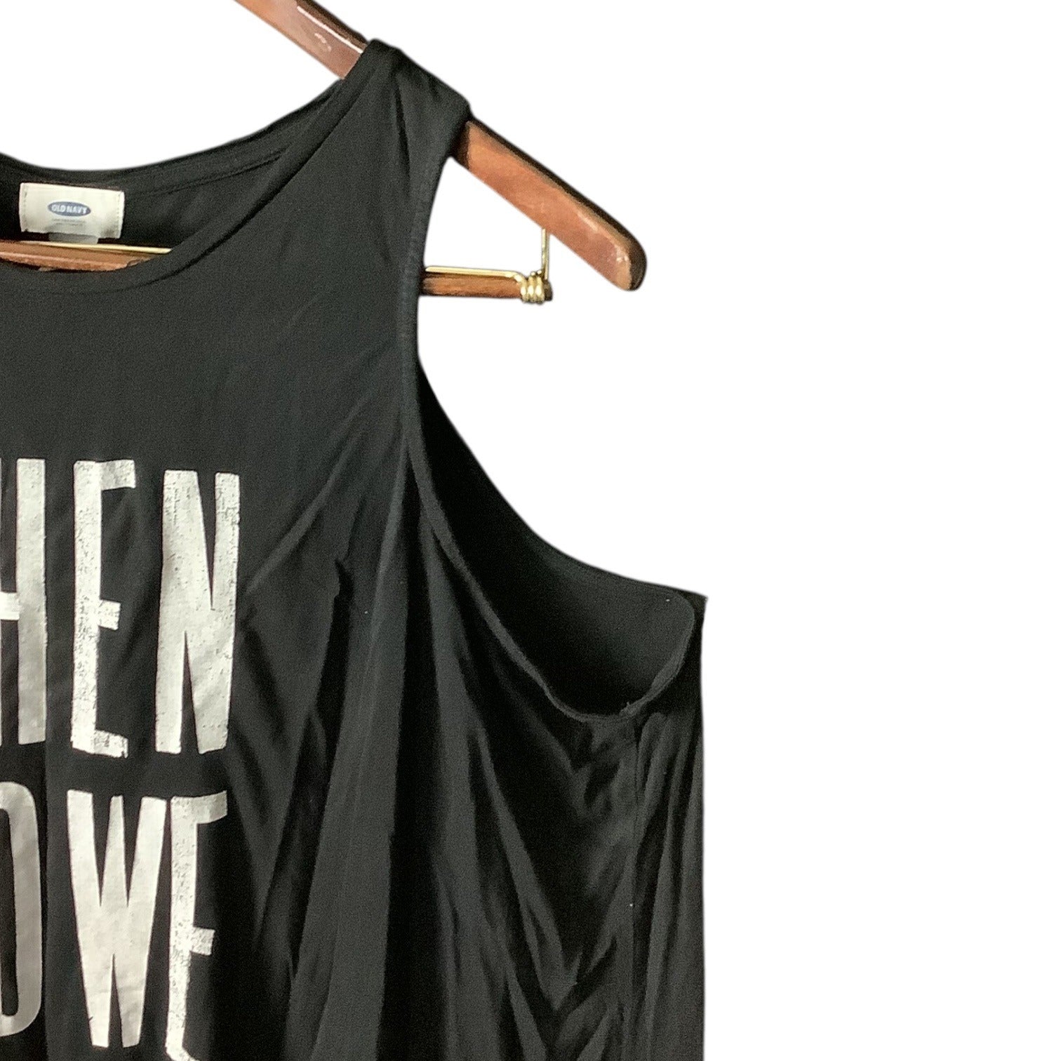 Old Navy Womens Black Graphic Tank Top 3X Plus When Do We Leave Print