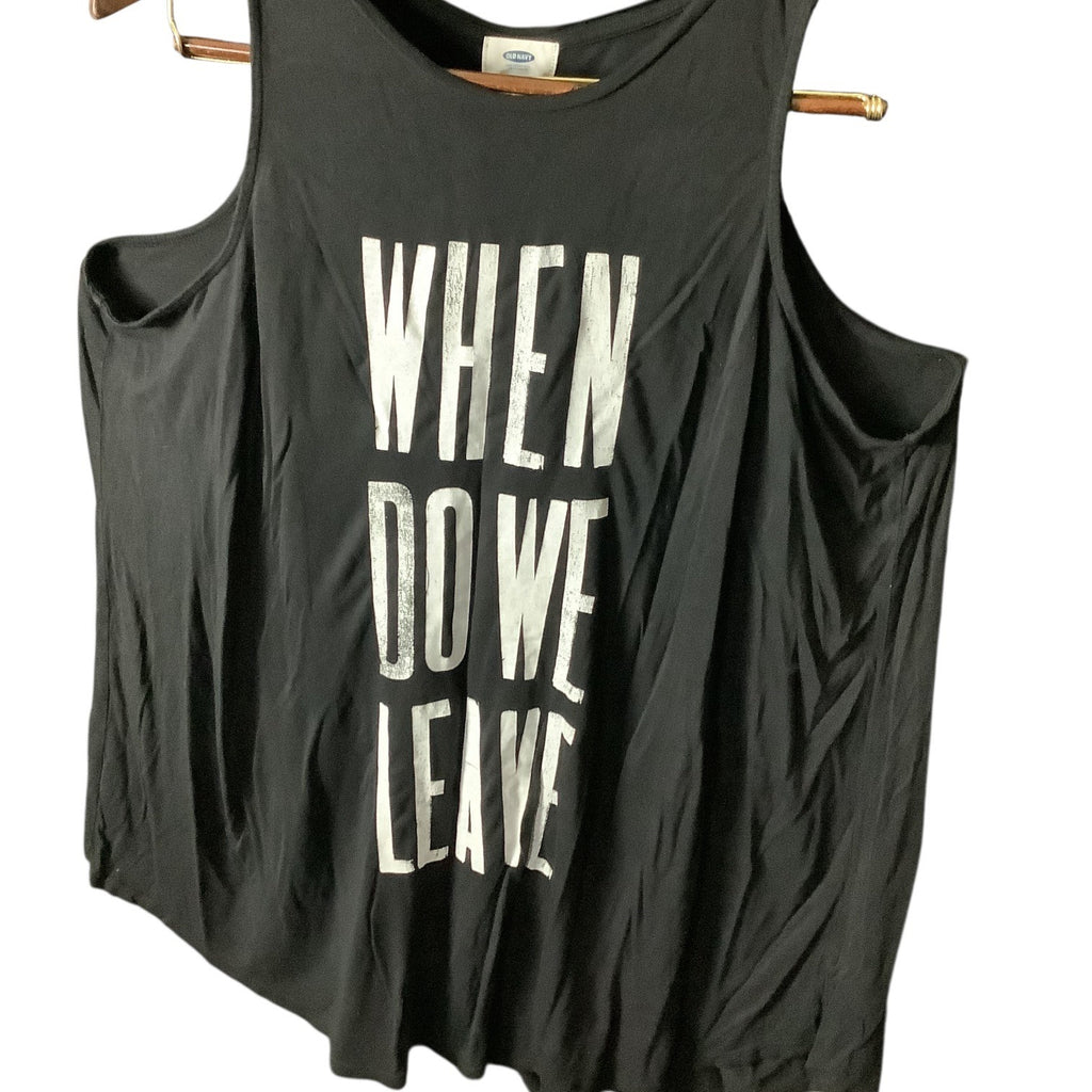 Old Navy Womens Black Graphic Tank Top 3X Plus When Do We Leave Print