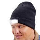 Ultra Bright 5 LED Black Winter Beanie Cap Warm Knit Hat Unisex With Light