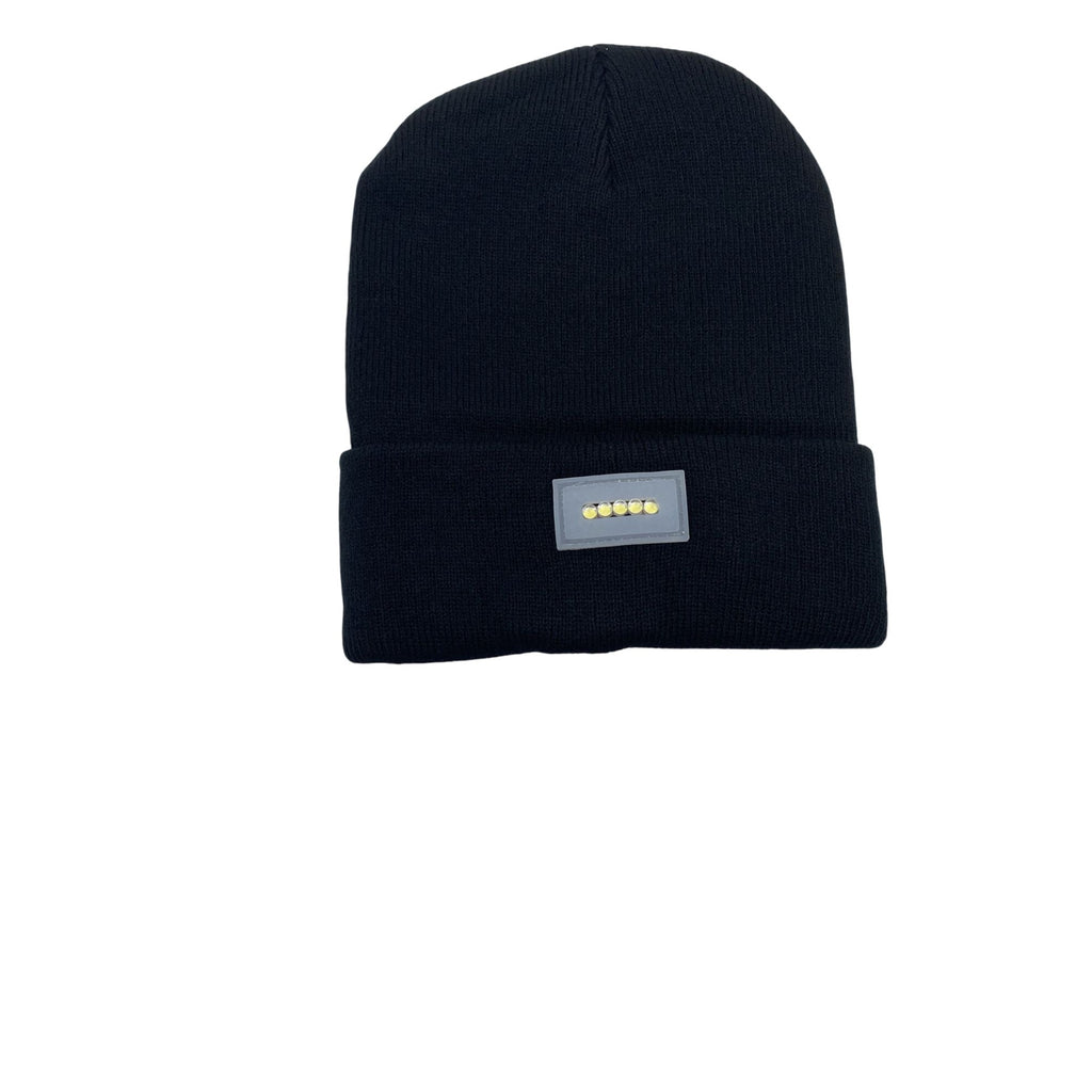 Ultra Bright 5 LED Black Winter Beanie Cap Warm Knit Hat Unisex With Light