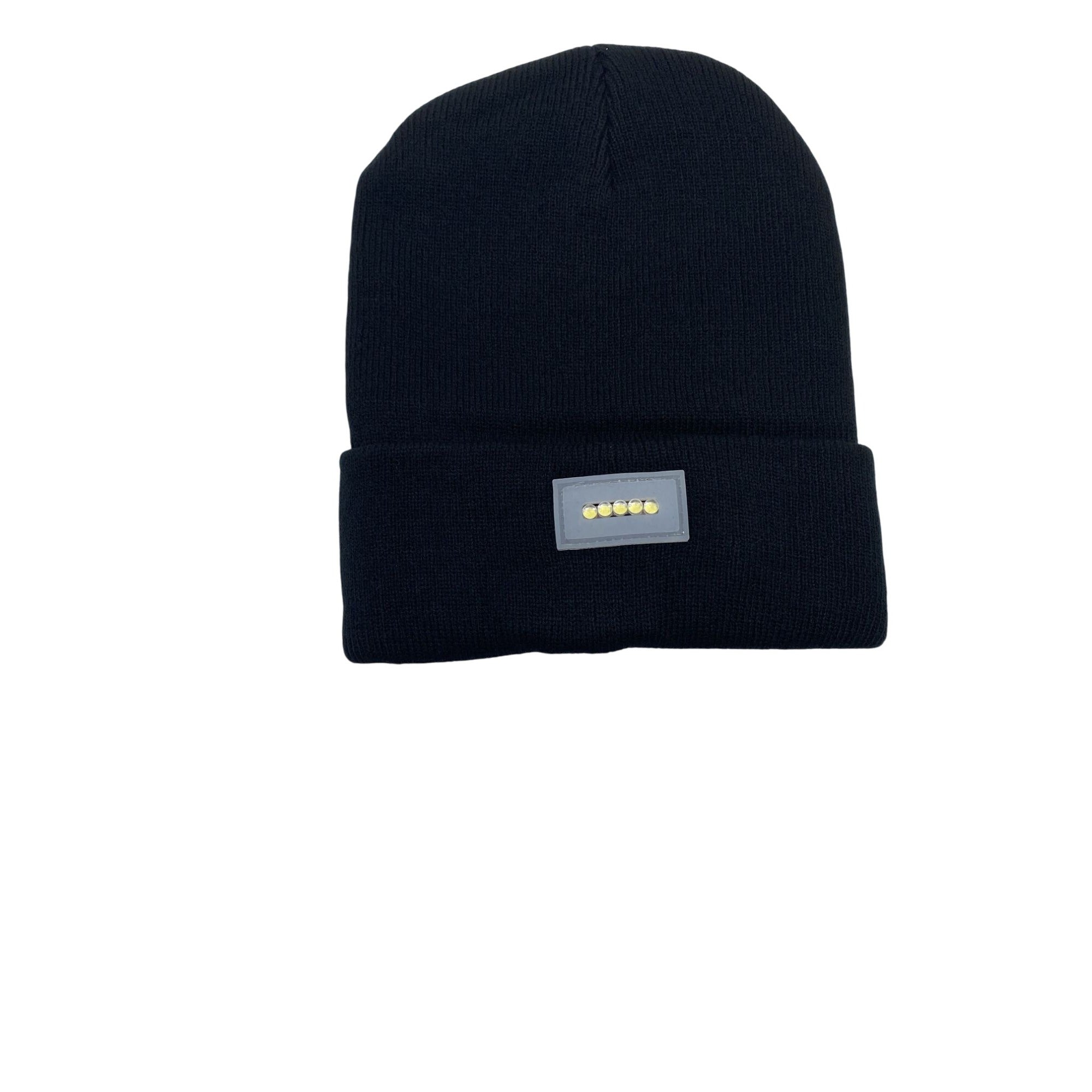 Ultra Bright 5 LED Black Winter Beanie Cap Warm Knit Hat Unisex With Light