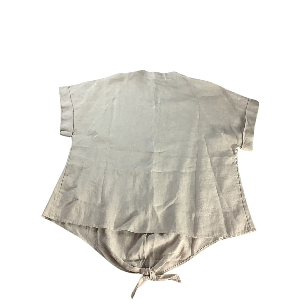 Charter Club Women’s Flax Button Front Tie Hem Shirt Size S Collarless