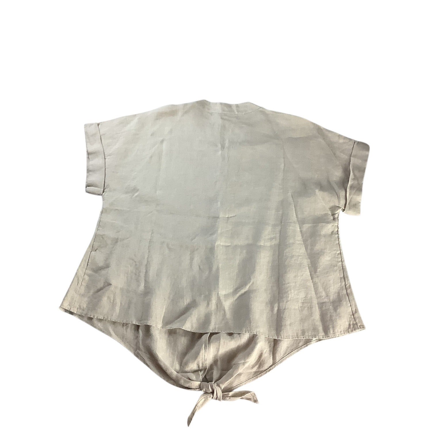 Charter Club Women’s Flax Button Front Tie Hem Shirt Size S Collarless