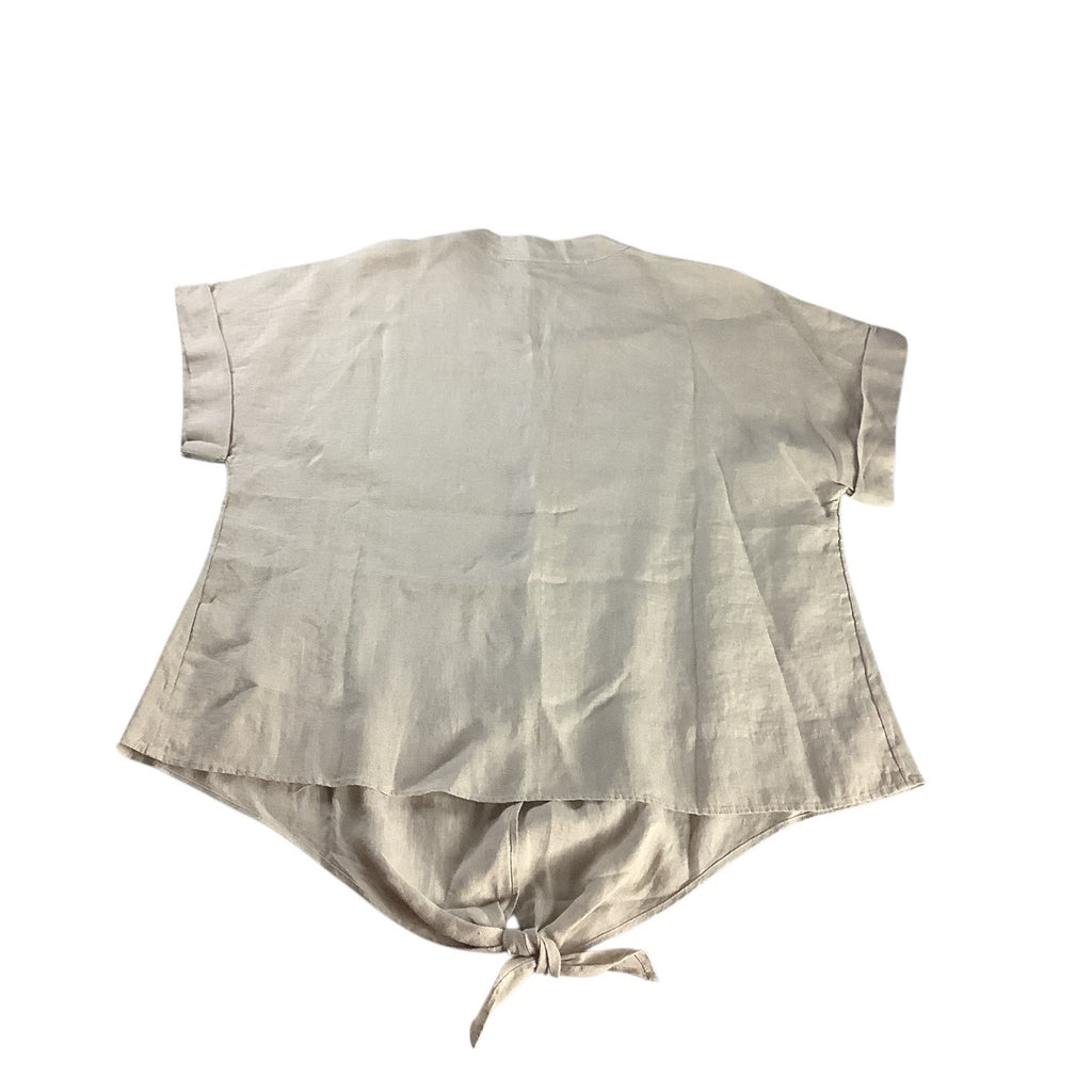 Charter Club Women’s Flax Button Front Tie Hem Shirt Size S Collarless