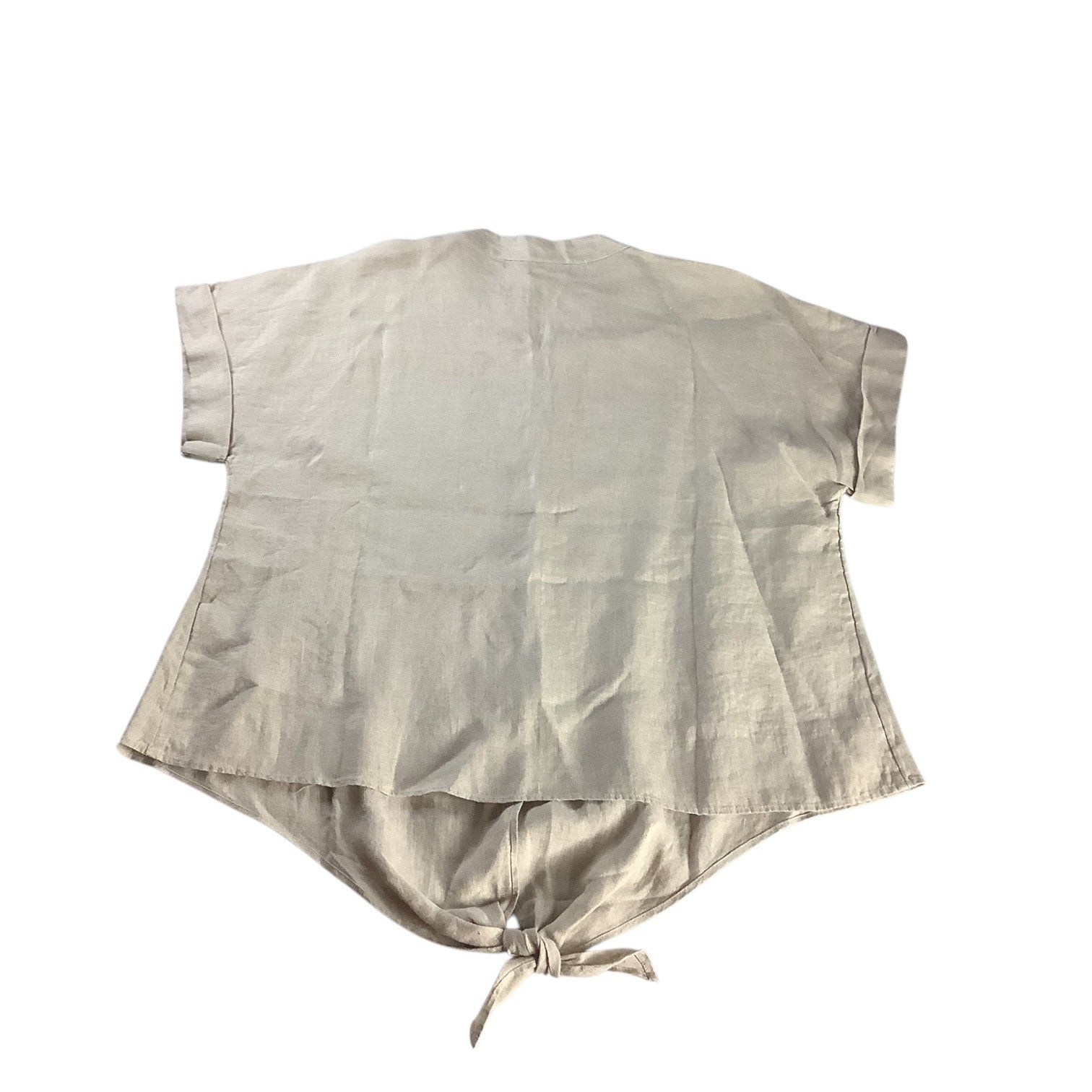 Charter Club Women’s Flax Button Front Tie Hem Shirt Size S Collarless