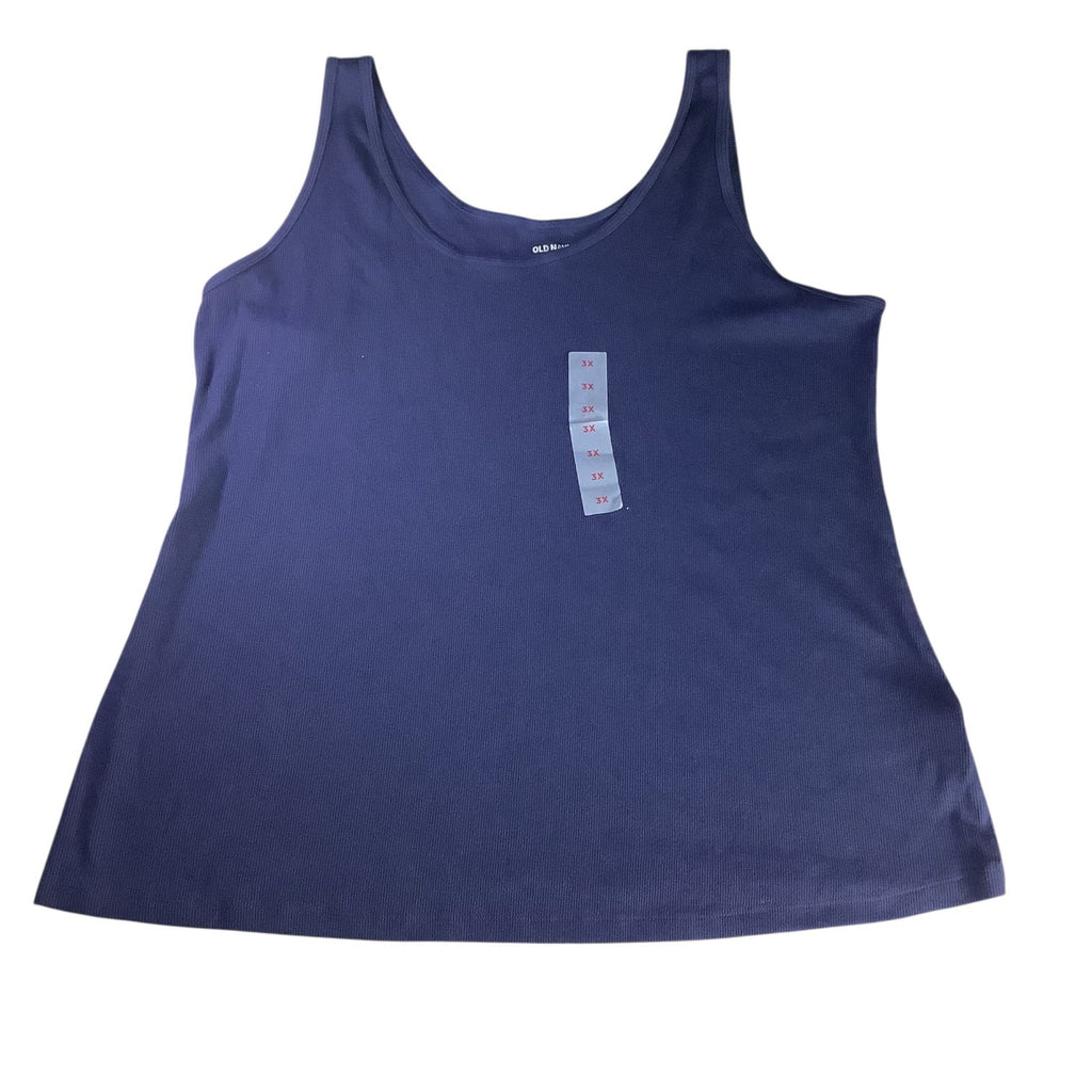 Old Navy Women's Plus Size 3X Blue First Layer Rib Knit Scoop Neck Tank Top