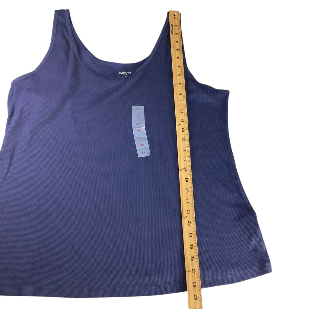 Old Navy Women's Plus Size 3X Blue First Layer Rib Knit Scoop Neck Tank Top
