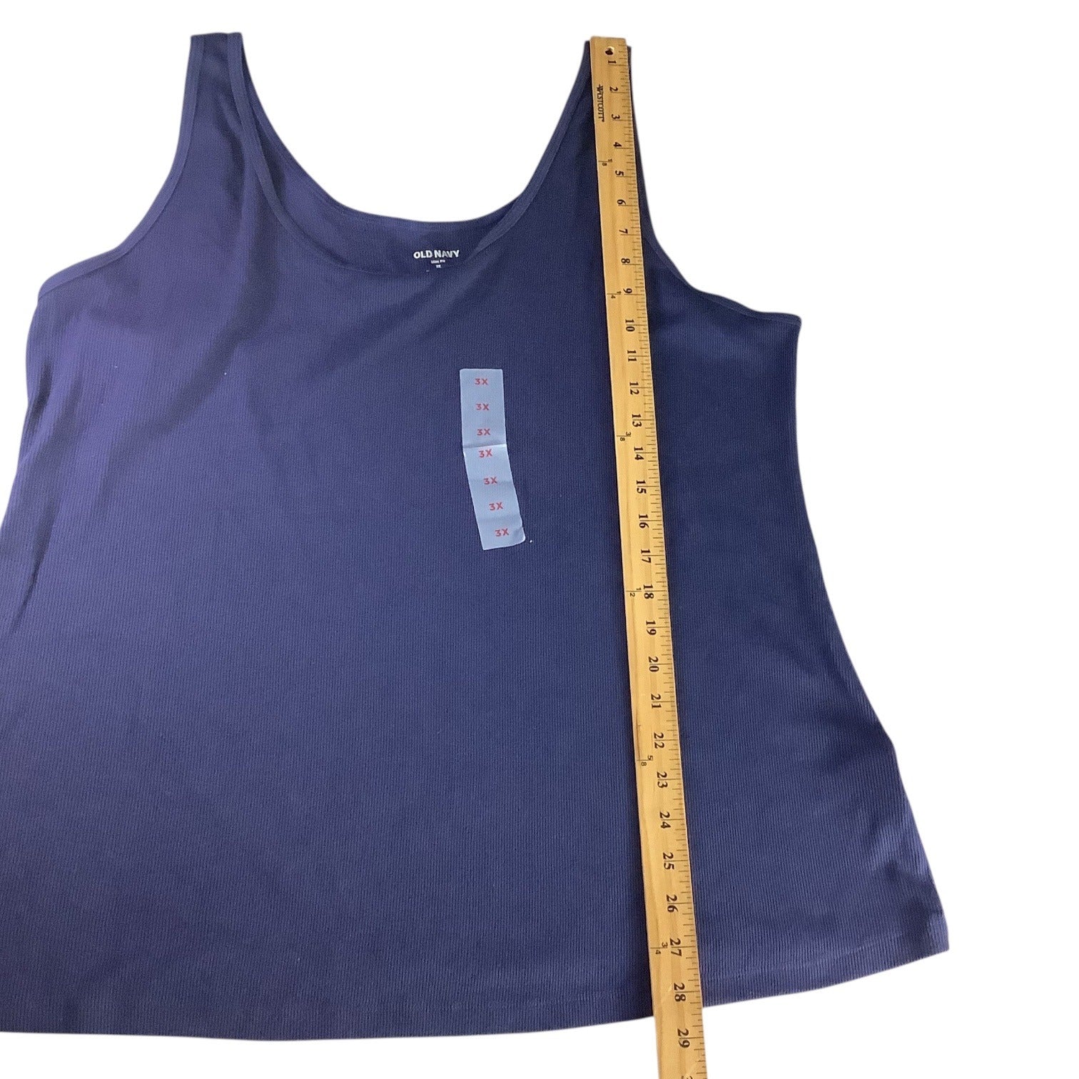 Old Navy Women's Plus Size 3X Blue First Layer Rib Knit Scoop Neck Tank Top