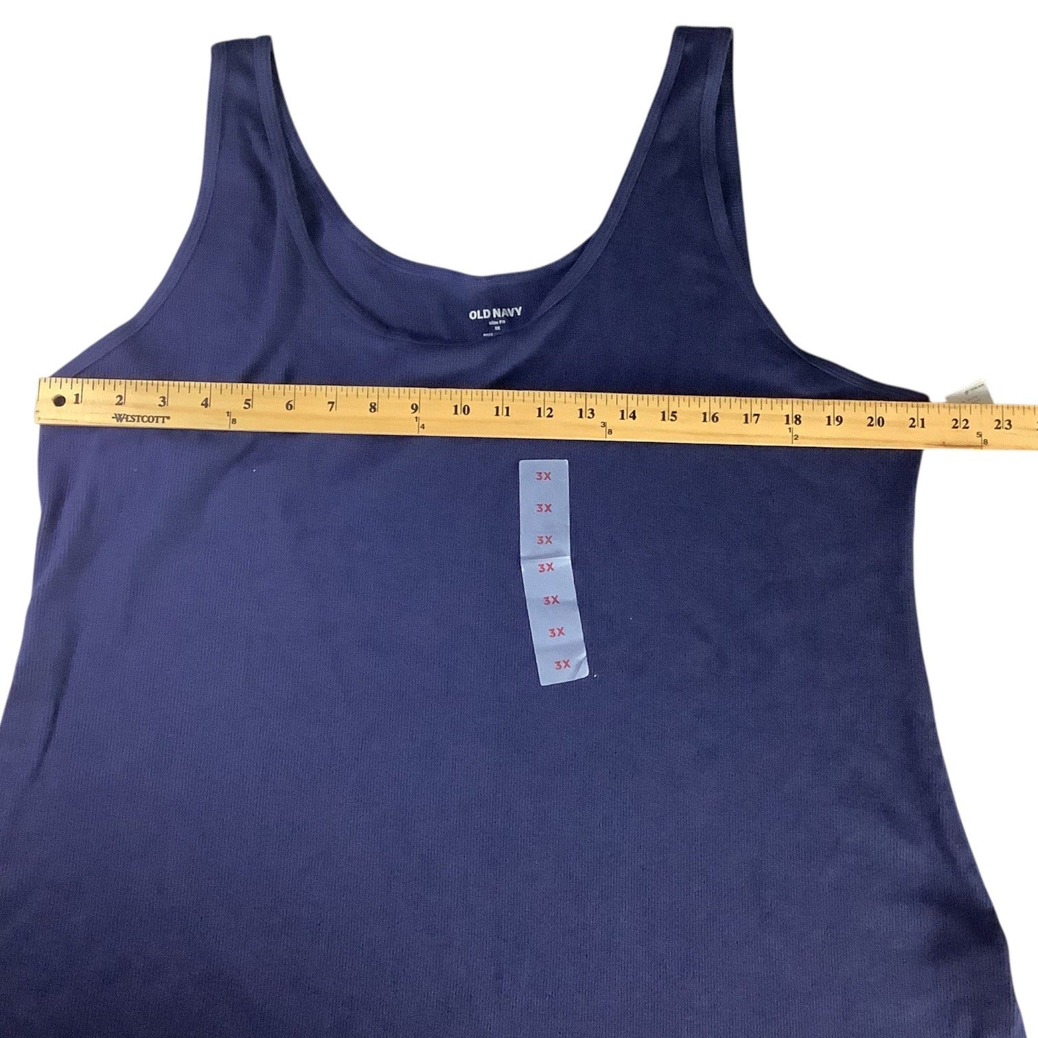 Old Navy Women's Plus Size 3X Blue First Layer Rib Knit Scoop Neck Tank Top