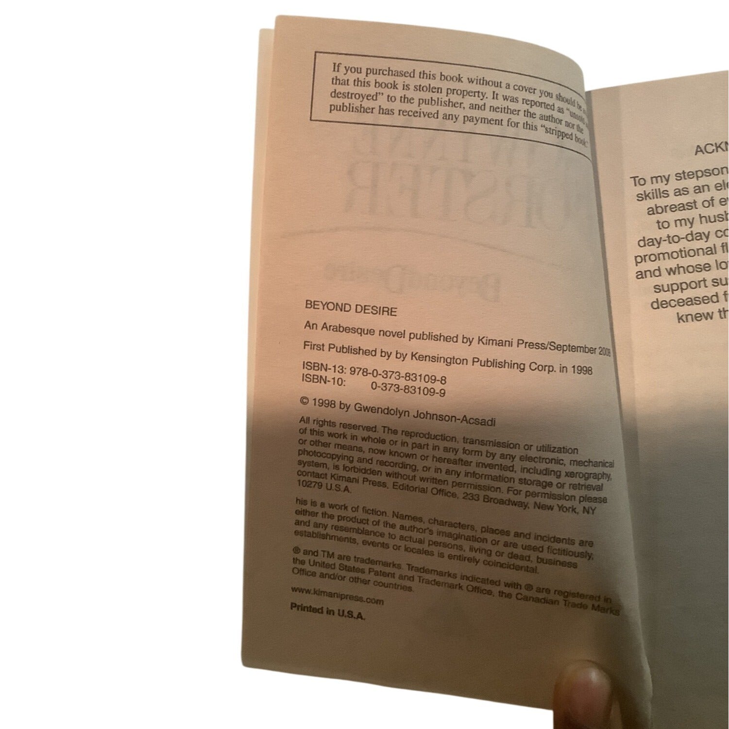 Beyond Desire by Gwynne Forster Paperback 1998 Kimani Press Romance Novel