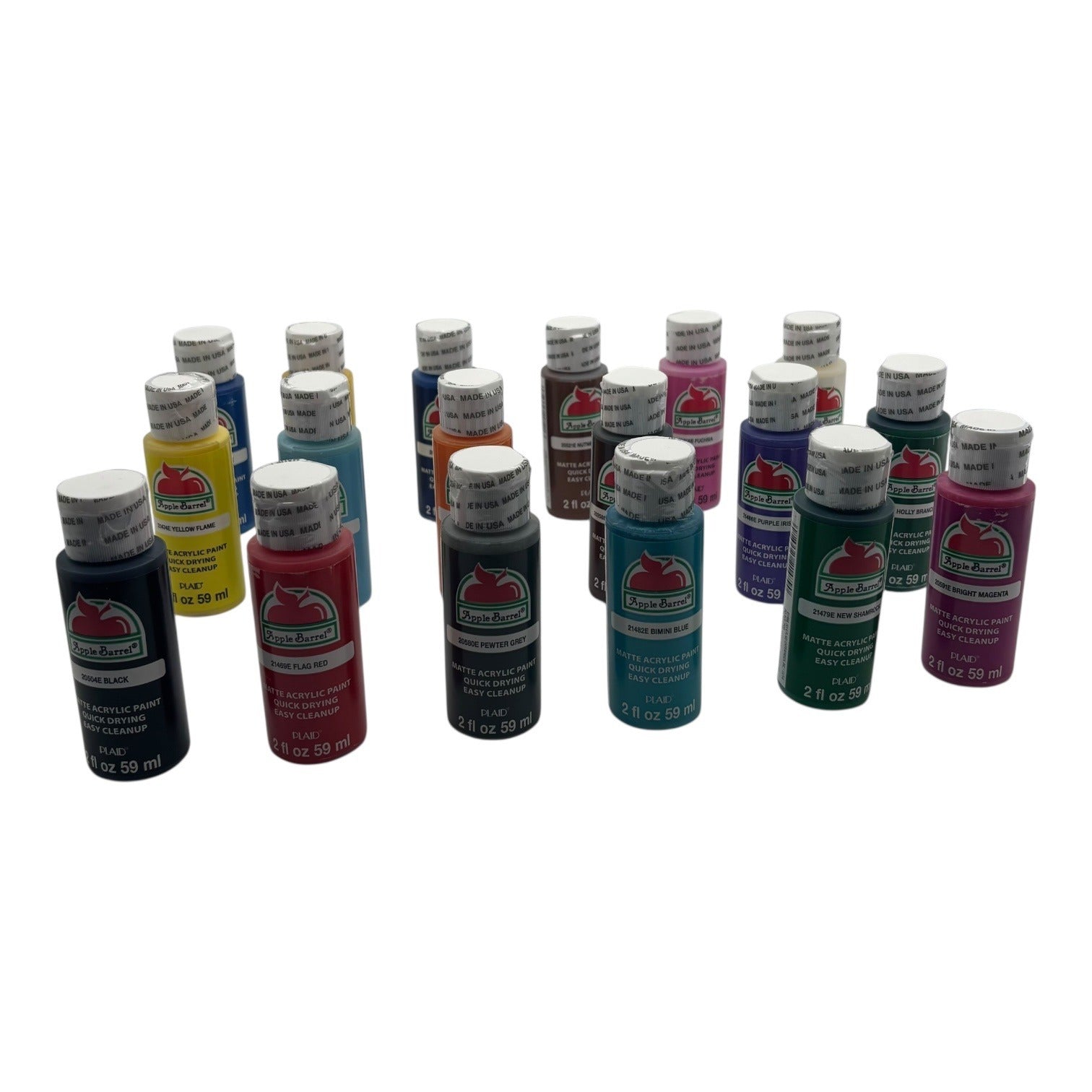 Apple Barrel Matte Acrylic Paint Plaid 18 Pc Set 2 fl oz Assorted Colors