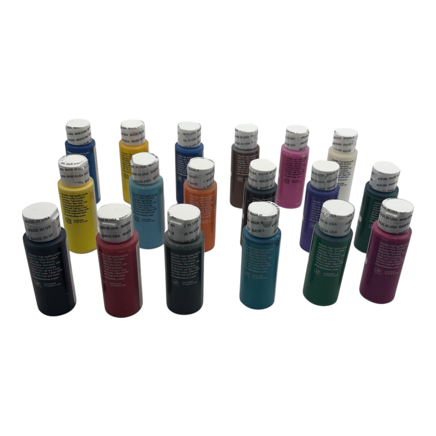 Apple Barrel Matte Acrylic Paint Plaid 18 Pc Set 2 fl oz Assorted Colors