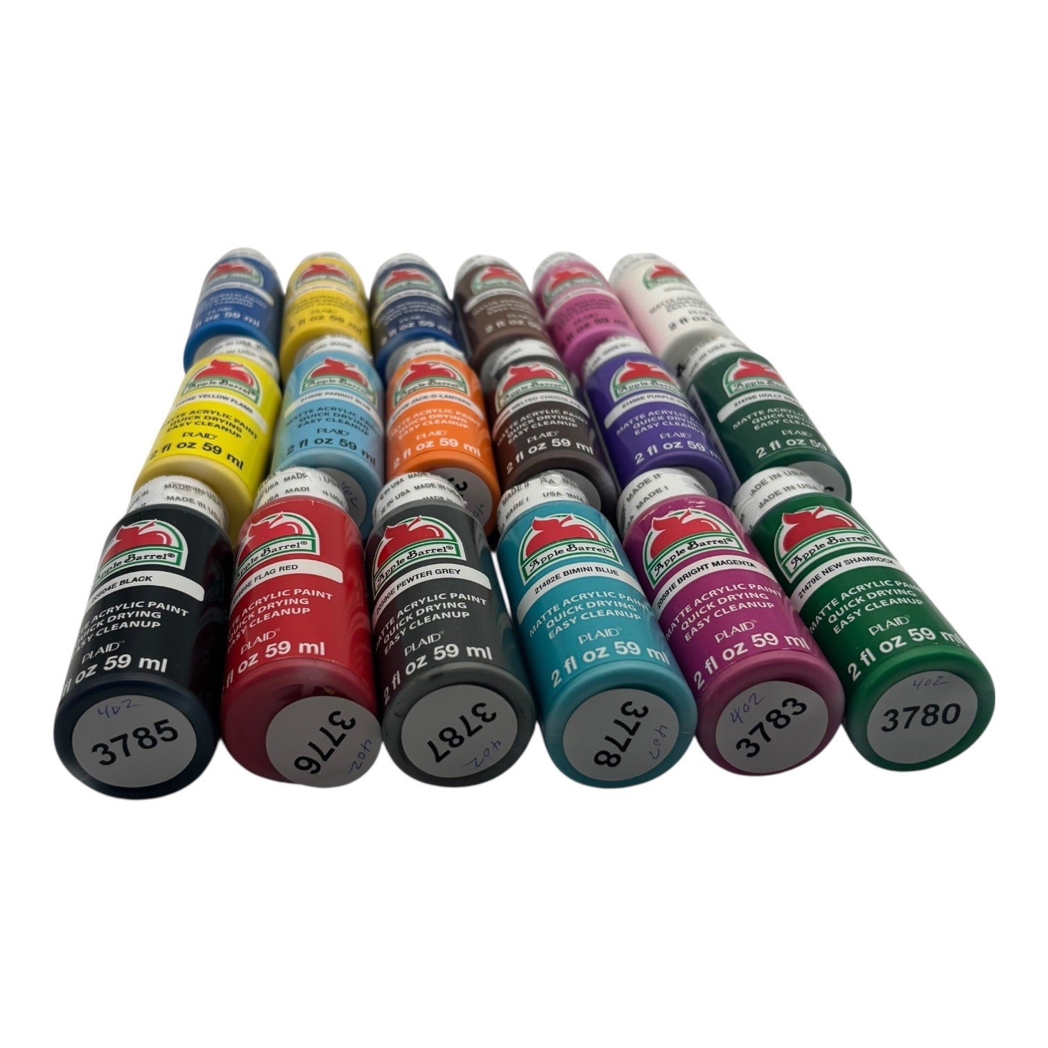 Apple Barrel Matte Acrylic Paint Plaid 18 Pc Set 2 fl oz Assorted Colors