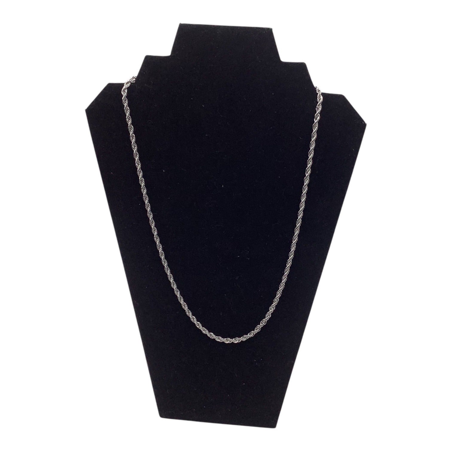 4mm Stainless Steel Unisex Rope Chain Necklace 24-Inch Sliver Tone