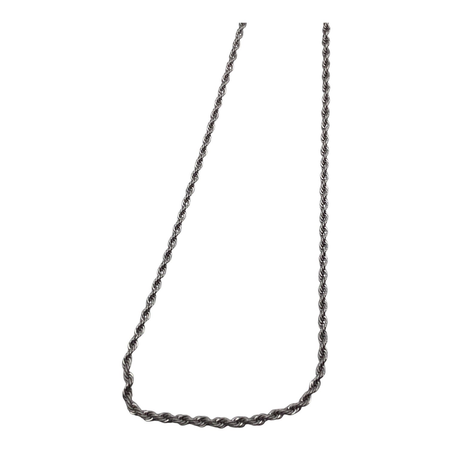 4mm Stainless Steel Unisex Rope Chain Necklace 24-Inch Sliver Tone