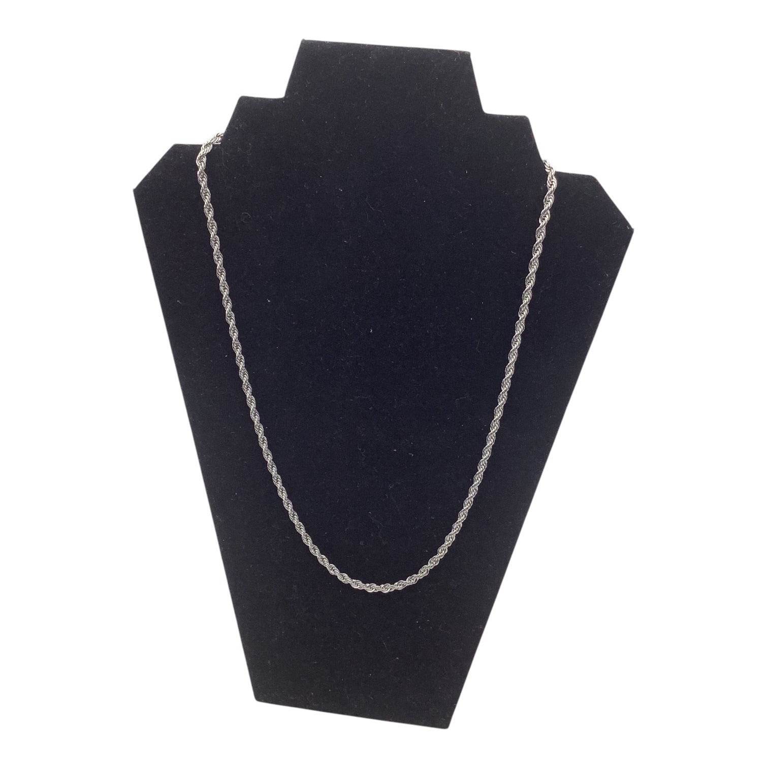 4mm Stainless Steel Unisex Rope Chain Necklace 24-Inch Sliver Tone