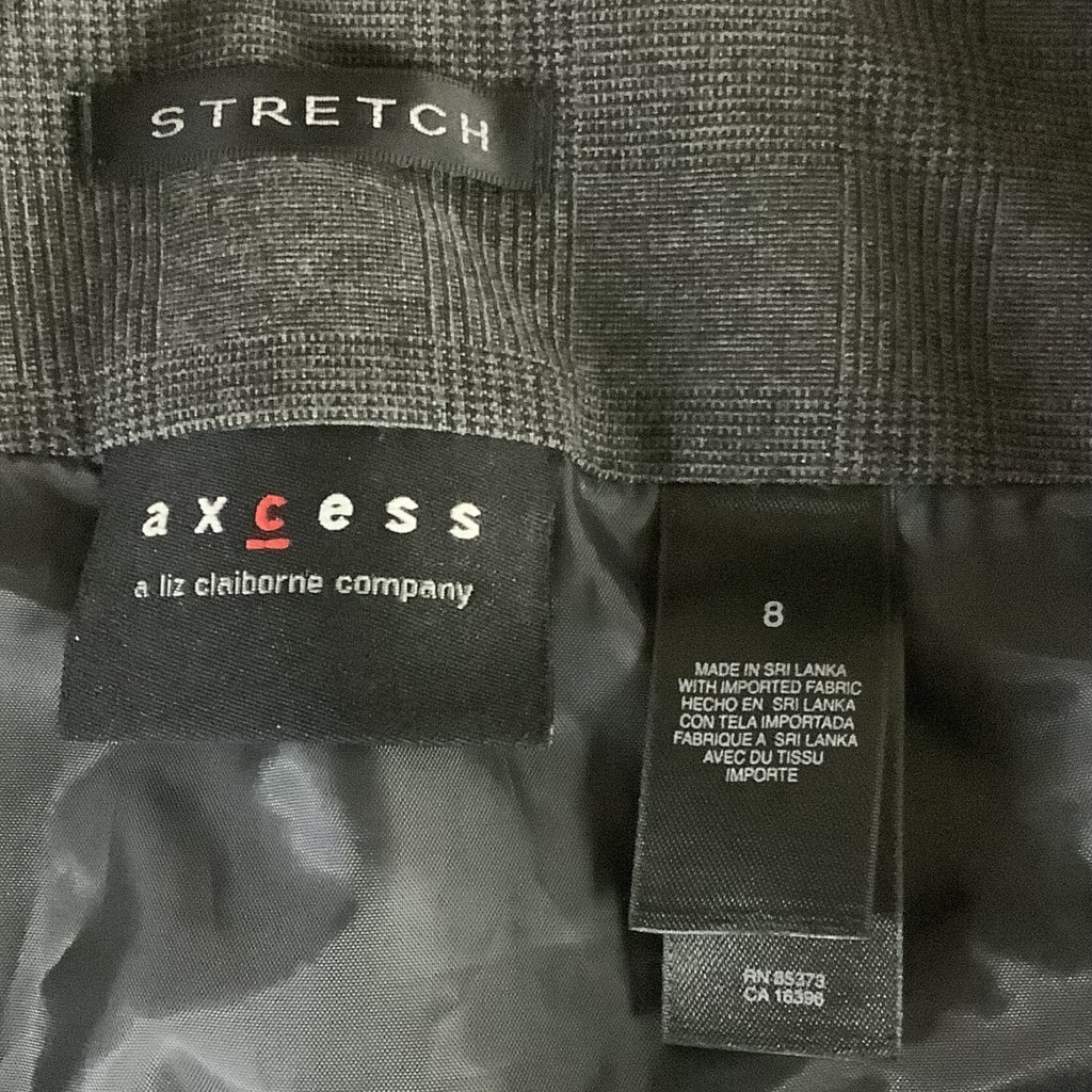 AXCESS Liz Claiborne Womens Gray Stretch Plaid Pencil Skirt Size 8 Lined Career