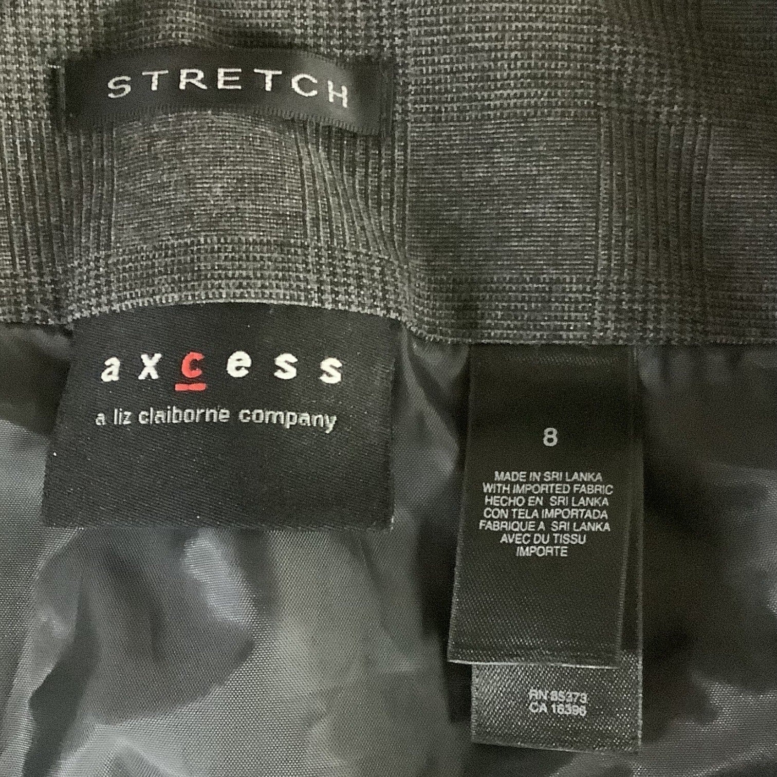 AXCESS Liz Claiborne Womens Gray Stretch Plaid Pencil Skirt Size 8 Lined Career