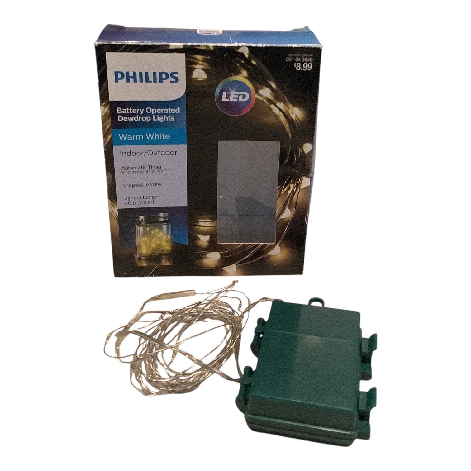 Philips Battery Operated Dewdrop Lights 30 LEDs Warm White Indoor Outdoor 9.6ft Wire
