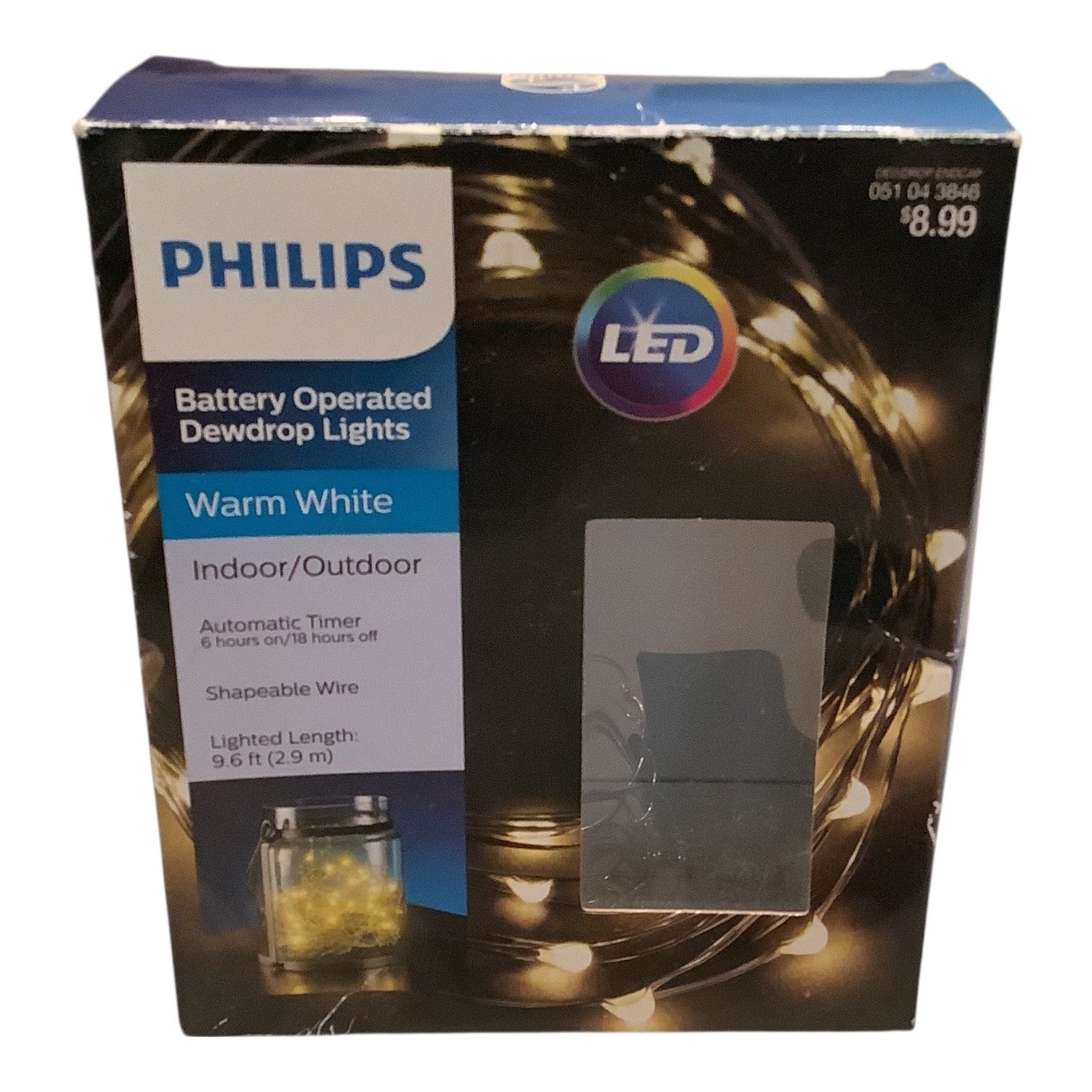 Philips Battery Operated Dewdrop Lights 30 LEDs Warm White Indoor Outdoor 9.6ft Wire